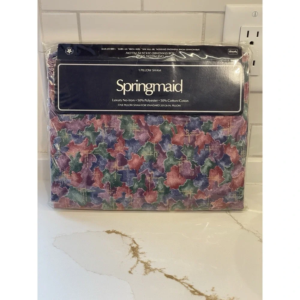 Vintage Springmaid Spring Jewel Single Pillow Sham Standard‎ No Iron 1990s New